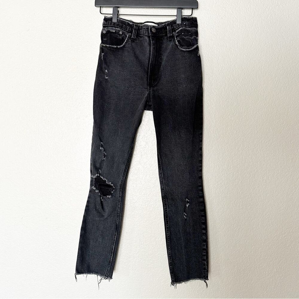 Abercrombie & Fitch Jeans Womens The Skinny High Rise Distressed Black Size 25 - Picture 1 of 7